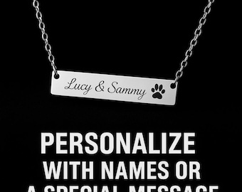 Collar con barra personalizada con huella de pata, collar con nombre de mascota personalizado, joyería conmemorativa de acero inoxidable para mascotas, regalo para mamá de perro o mamá de gato / 5 opciones