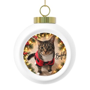 Custom Pet Photo Christmas Ornament, AI Pizzazz Design, Personalized Cat or Dog Gift, Ceramic Keepsake image 5