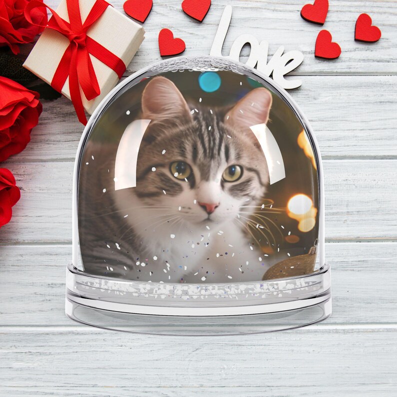 Bola de nieve personalizada, bola de nieve acrílica con foto personalizada, decoración mágica de recuerdo, regalo único para el Día de la Madre, bola de nieve de mascota, regalo imagen 2