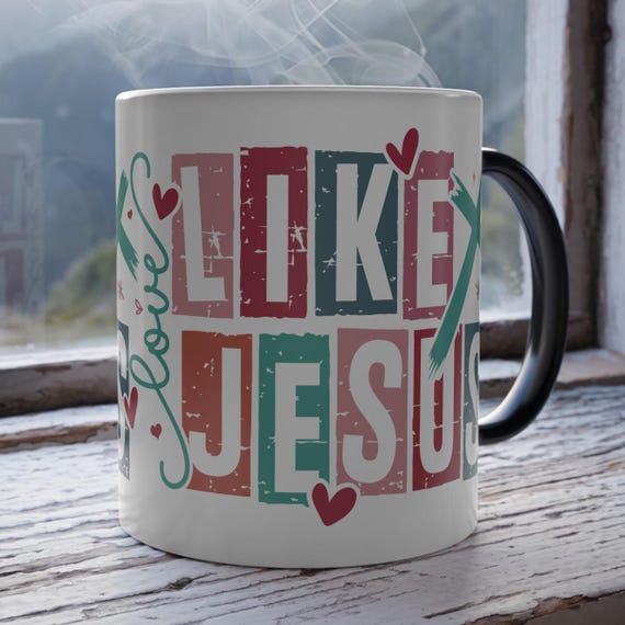 Love Like Jesus Color Morphing Mug -Gift, Christian Cup, Trending Jesus Mug, Color Changing Mug, The Perfect Gift for Believers, Valentines