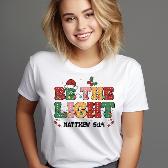 Christian Christmas Unisex Softstyle T-Shirt, Be the Light Matthew 5:14 Tee, Religious Holiday Church Shirt, XS-5XL, Christmas Outfit,