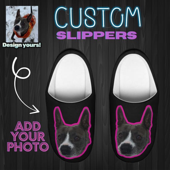 Custom Women's Slippers-Personalized House Shoes, Photo Slippers, Dog or Cat Mom Gift, Cute Best Friend or Unique Gift for Her, Many Colors