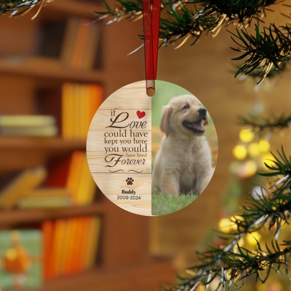 Round Metal Ornaments, Personalized Gift for Pet Owners, Dog Cat Remembrance Christmas Ornament,  Decor, Loss Sympathy, Custom Ornament