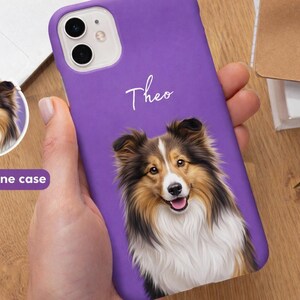 Funda personalizada para móvil con retrato de mascota, funda para subir fotos de perros y gatos, carcasa personalizada para iPhone, funda protectora de TPU, regalo para amantes de las mascotas imagen 2
