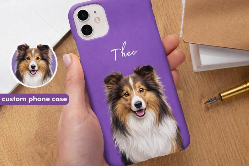 Funda personalizada para móvil con retrato de mascota, funda para subir fotos de perros y gatos, carcasa personalizada para iPhone, funda protectora de TPU, regalo para amantes de las mascotas imagen 2