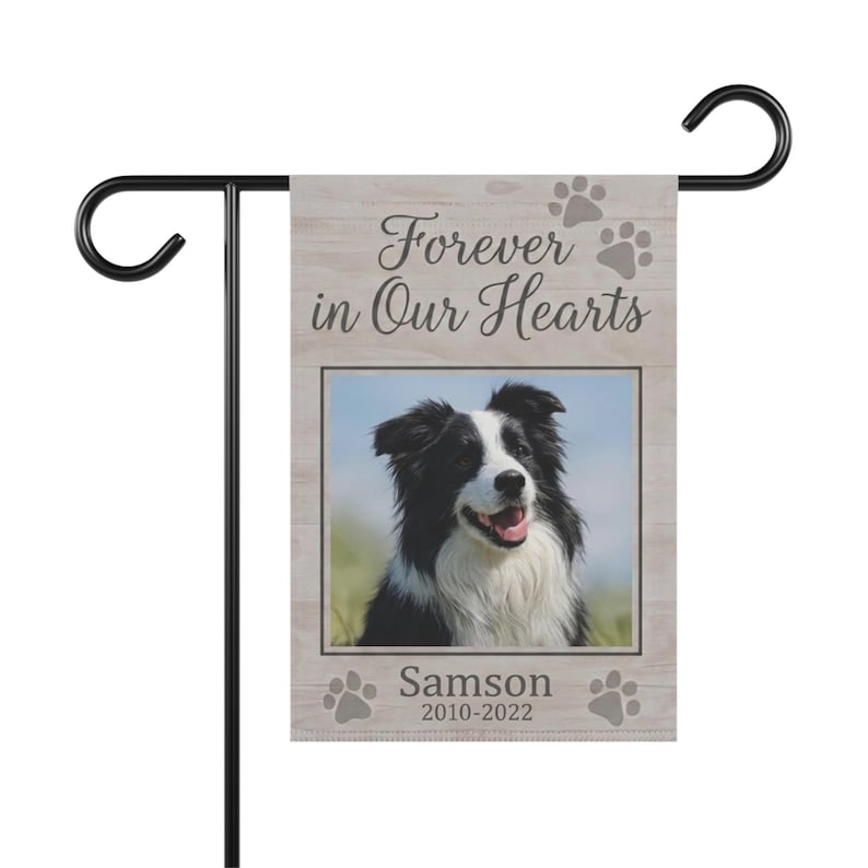 Custom Pet Memorial Garden Flag | Personalized Dog Cat Loss Tribute (12x18) Upload Your Pets Photo image 2