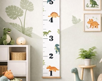 Personalized Dinosaur Growth Chart | Height Measurement Wall Hanging | Jurassic Kids Room Decor