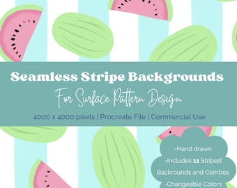 Seamless Stripe Backgrounds for Pattern Designers | Surface Pattern Design Tool for Procreate Artists