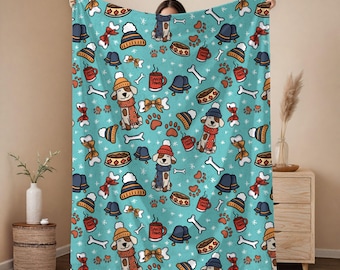 Christmas Dog Blanket, Santa Paws Velveteen Throw