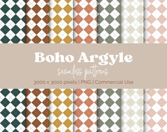 Motivo Boho Argyle senza cuciture, carta digitale (licenza commerciale)