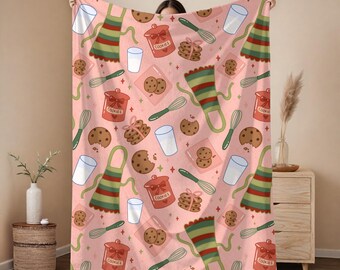 Pink Christmas Cookie Blanket | Whimsical Baking Decor Throw