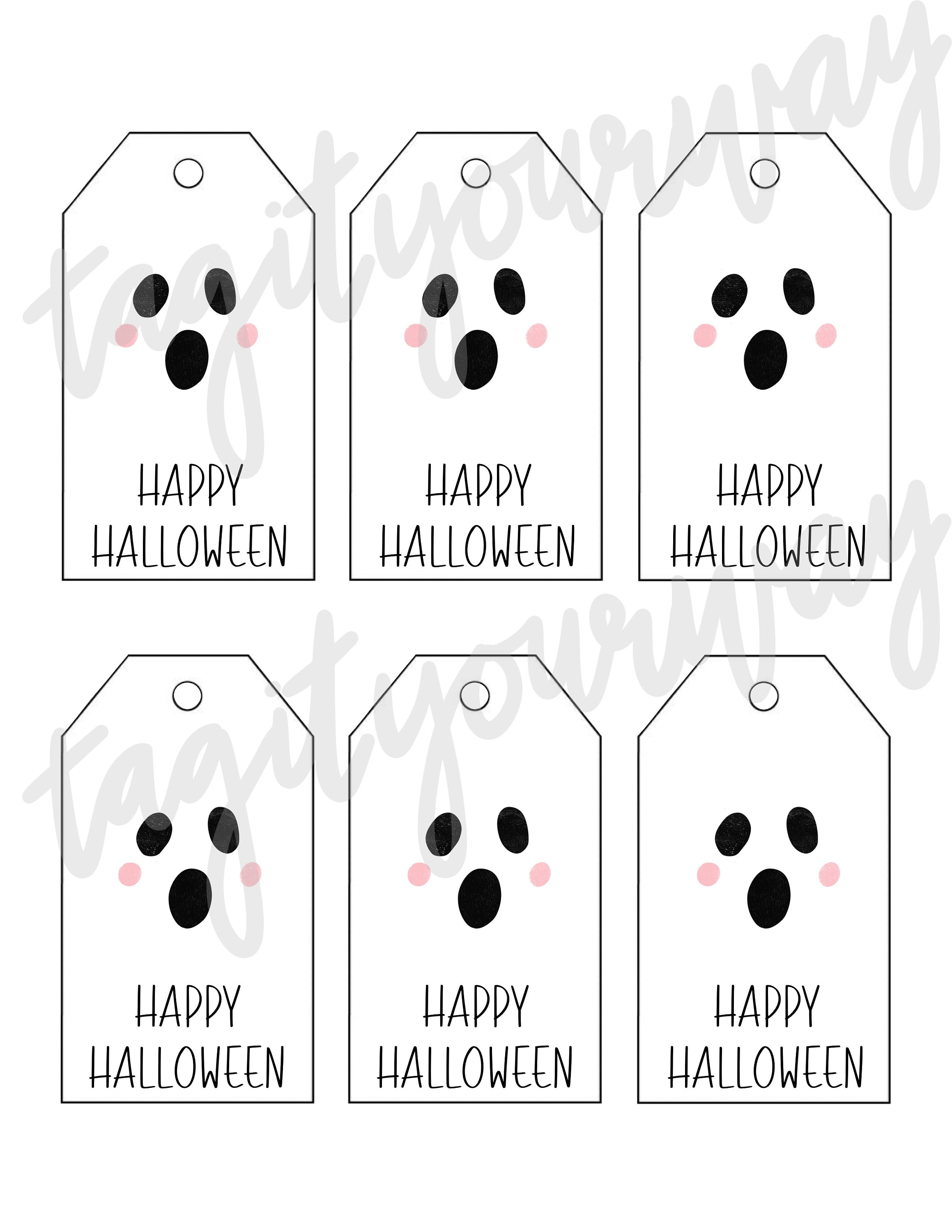 Printable Halloween Gift Tags Cute Ghost Etsy