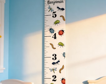 Personalized Bug Growth Chart | Height Measurement Wall Hanging | Insect Kids Room Decor