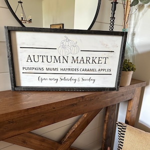 Rustic Autumn Market Sign: Engraved Farmhouse Wood Decor