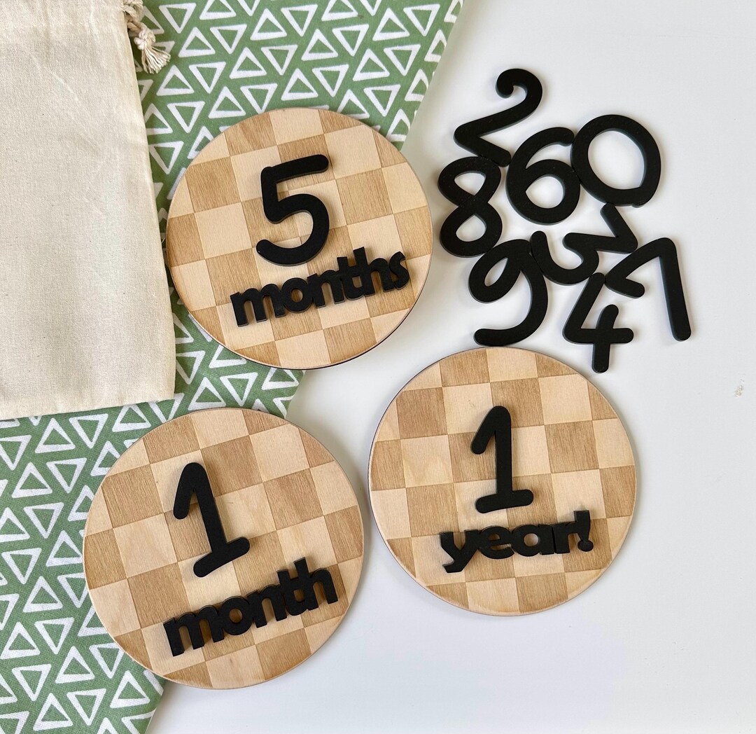 Checkered Monthly Discs, Baby Sign With Checkers, First Year Photo Prop ...