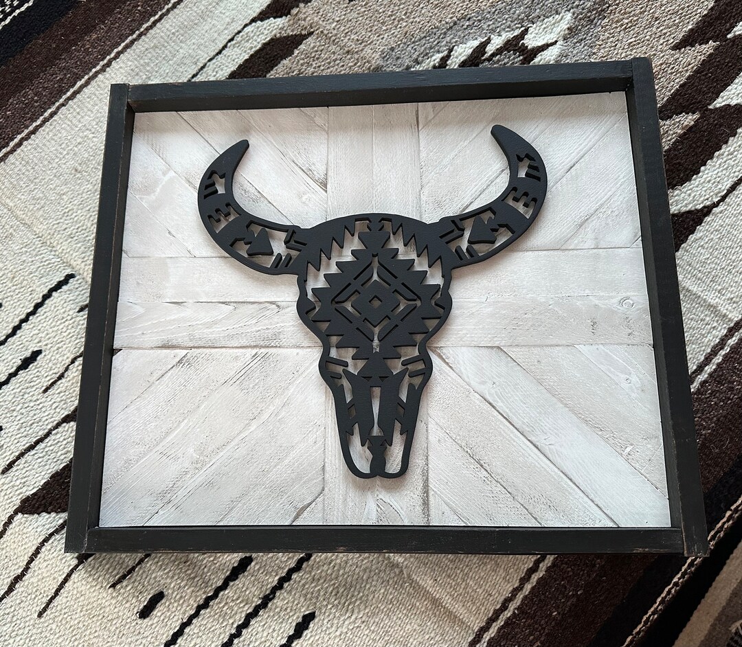 BLACK BULL SKULL-WESTERN HOME DECOR main image 0