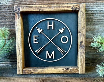 Rustic Farmhouse Wood Home Sign: 3D Letter Decor