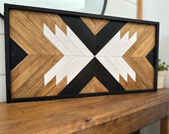 Geometric Wall Art, Aztec Home Wall Decor, Southwestern Wood Wall Sign