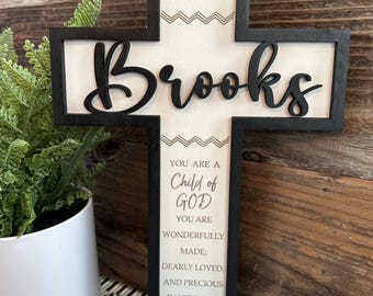 Personalized Baptism Cross: Laser Cut Christian Gift