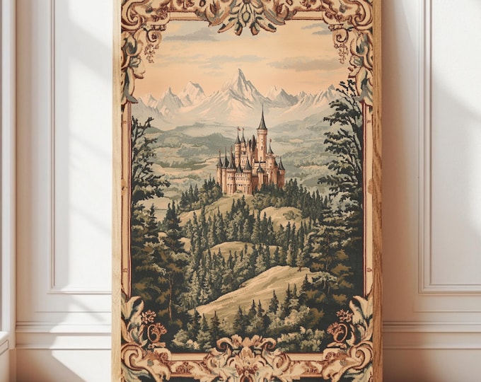 Victorian Castle Wall Art, Light Academia Home Decor, Medieval Girly Poster Print, Aesthetic Room Wall Hanging Gift, Printed and Shipped