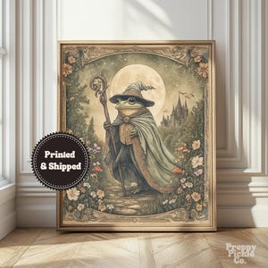 Wizard Frog Wall Art, Fantasy Cottagecore Home Decor, Magical Folklore Posters, Medieval Toad Print, Whimsical Art, Printed and Shipped