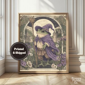Wizard Frog Wall Art, Fantasy Cottagecore Home Decor, Magical Folklore Posters, Medieval Toad Print, Whimsical Art, Printed and Shipped
