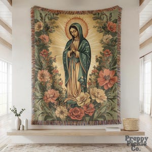 Manta de Tecido Virgen De Guadalupe, Presente de Páscoa da Santa Virgem Maria, Manta de Pelúcia Nossa Senhora de Guadalupe, Manta Católica Mãe Maria, Batismo