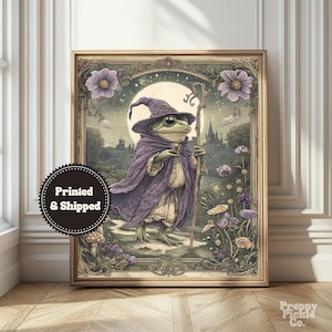 Wizard Frog Wall Art, Fantasy Cottagecore Home Decor, Magical Folklore Posters, Medieval Toad Print, Whimsical Art, Printed and Shipped