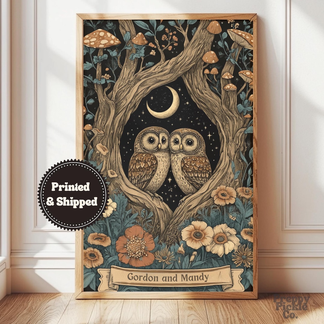 Personalized Owl Couple Poster, Woodland Home Decor, Keepsake Wall Art ...