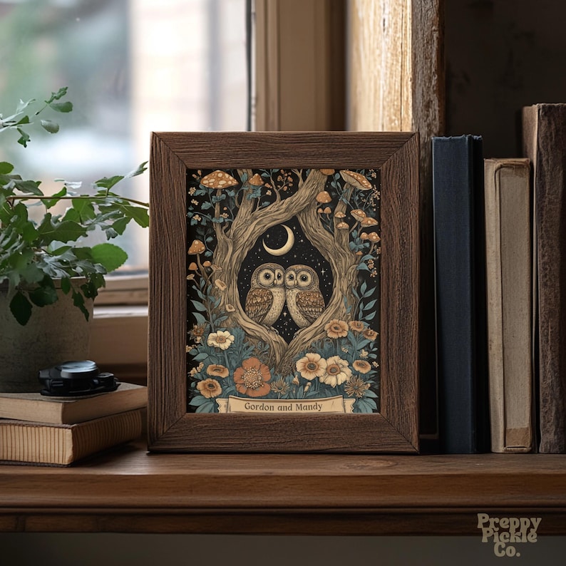 Personalized Owl Couple Poster, Woodland Home Decor, Keepsake Wall Art ...