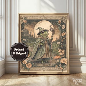 Wizard Frog Wall Art, Fantasy Cottagecore Home Decor, Magical Folklore Posters, Medieval Toad Print, Whimsical Art, Printed and Shipped