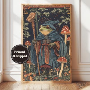 Wizard Frog Wall Art, Whimsical Toad Home Decor, Medieval Aesthetic Posters, Light Academia Print, Fantasy Lover Gift, Printed and Shipped