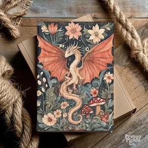 Medieval Dragon Journal, Mystical Cottagecore Present, Fairytale Fantasy Gift, Dark Academia Notebook for Writing, Poetry, Diary, Ideas