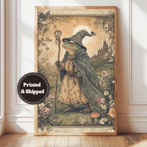 Wizard Frog Wall Art, Whimsical Toad Home Decor, Medieval Aesthetic Posters, Light Academia Print, Fantasy Lover Gift, Printed and Shipped