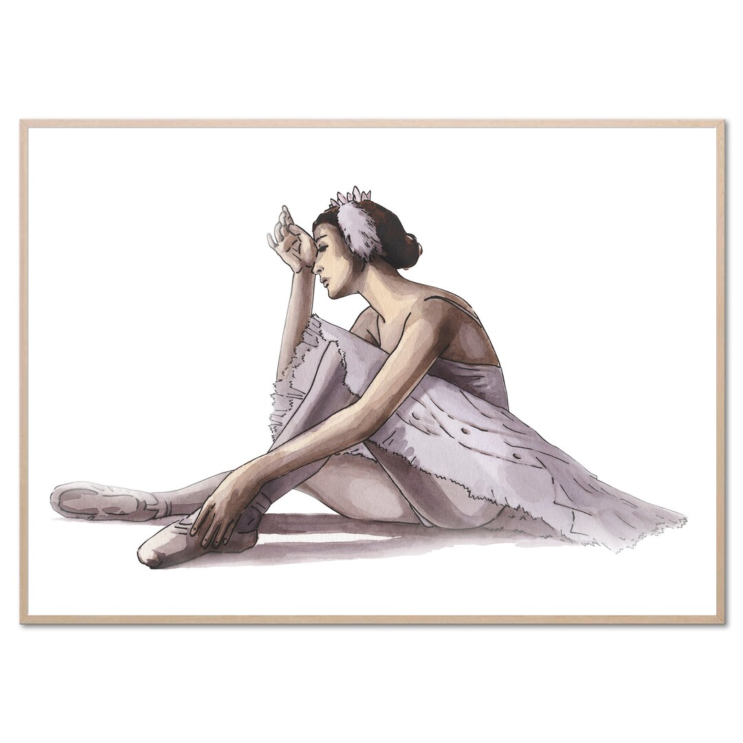 Ballerina Wall Art Ballet Dancer Watercolor Painting White Swan Art ...