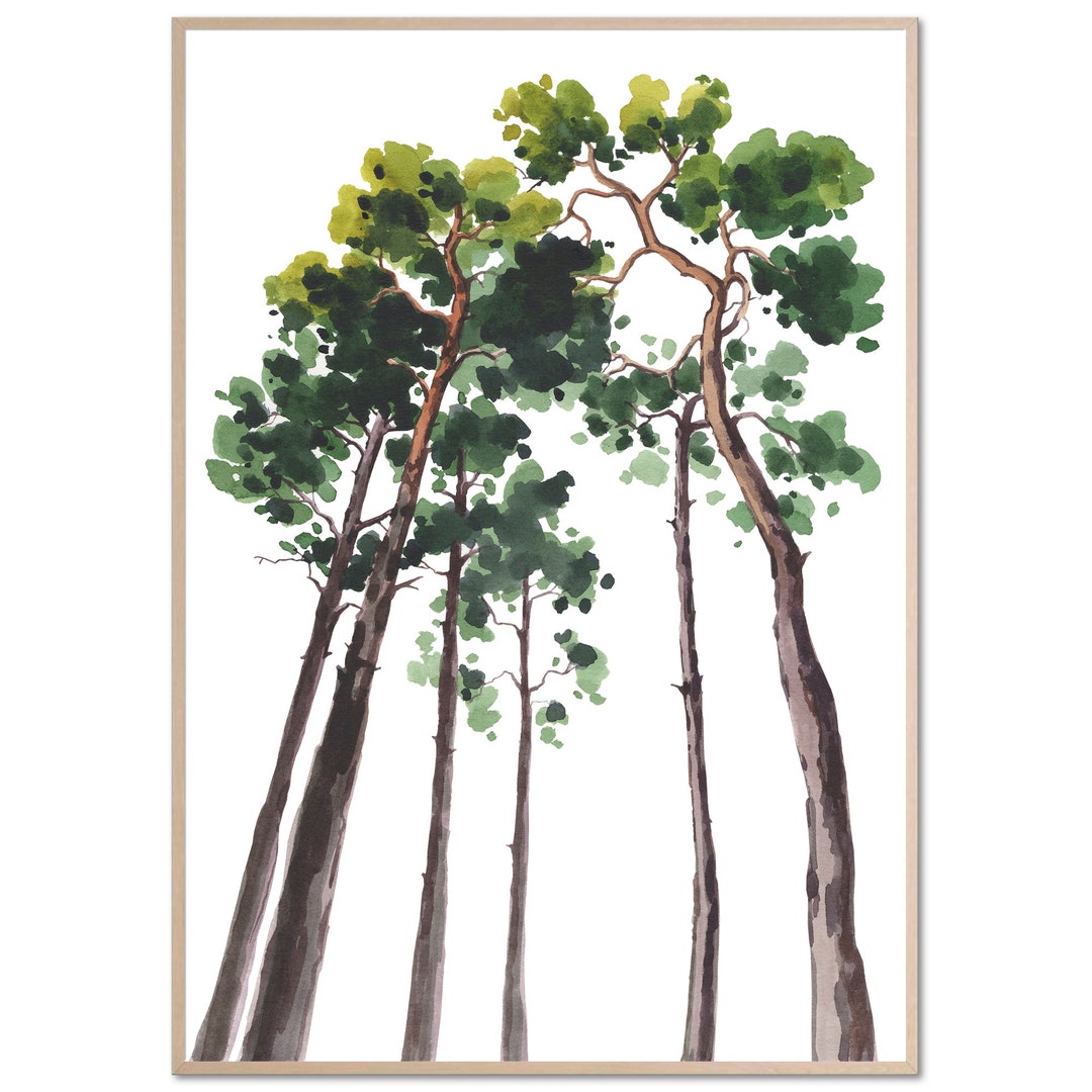 Yosemite Pine Trees Art Print Minimalist Tree Watercolor Painting ...