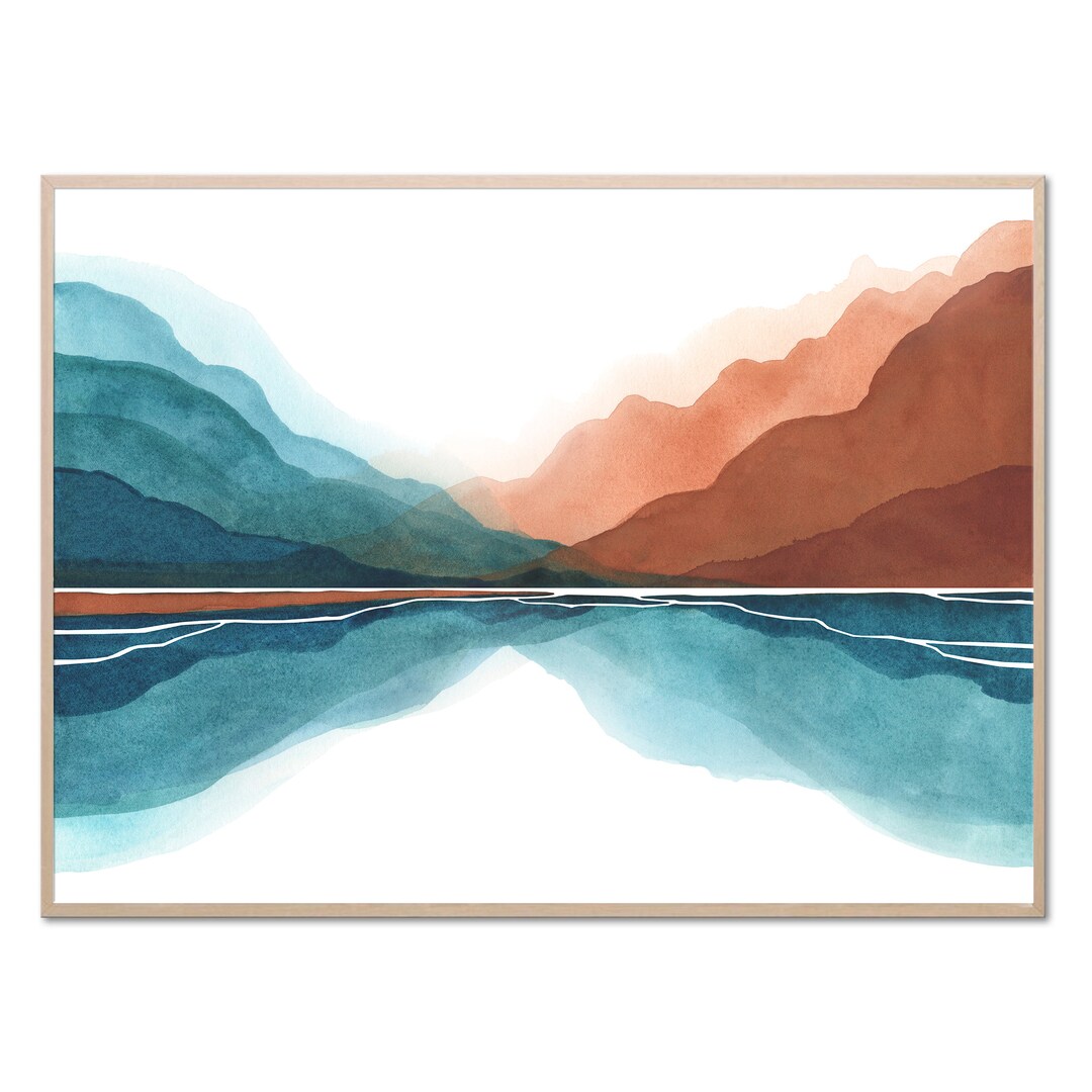 Coastline Art Print Oahu Landscape Watercolor Painting Minimalist ...