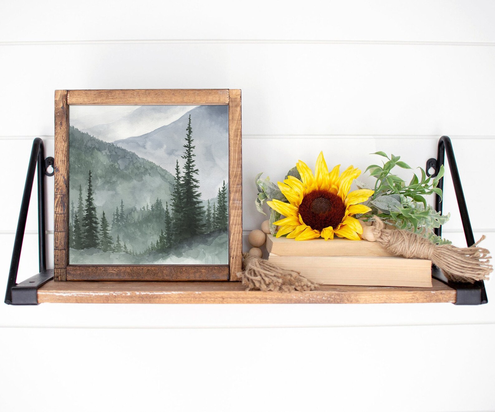 Mountain Forest Art Print Evergreen Trees Watercolor Painting Pine ...