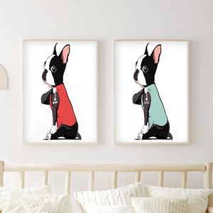 Cane stravagante con tatuaggio "I Love Mom" "I Love Dad", poster murale divertente e unico, carta da parati per camerette e bambini, poliestere, tessuto non tessuto