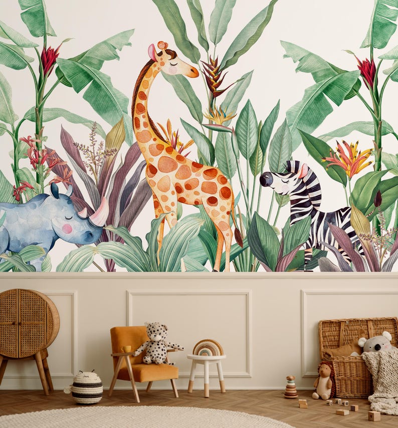 Buy Giraffe and Cute Animals With Wild Tropical Plants, Nursery and