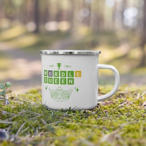 Wordle Queen Gift Enamel 2-sided Mug