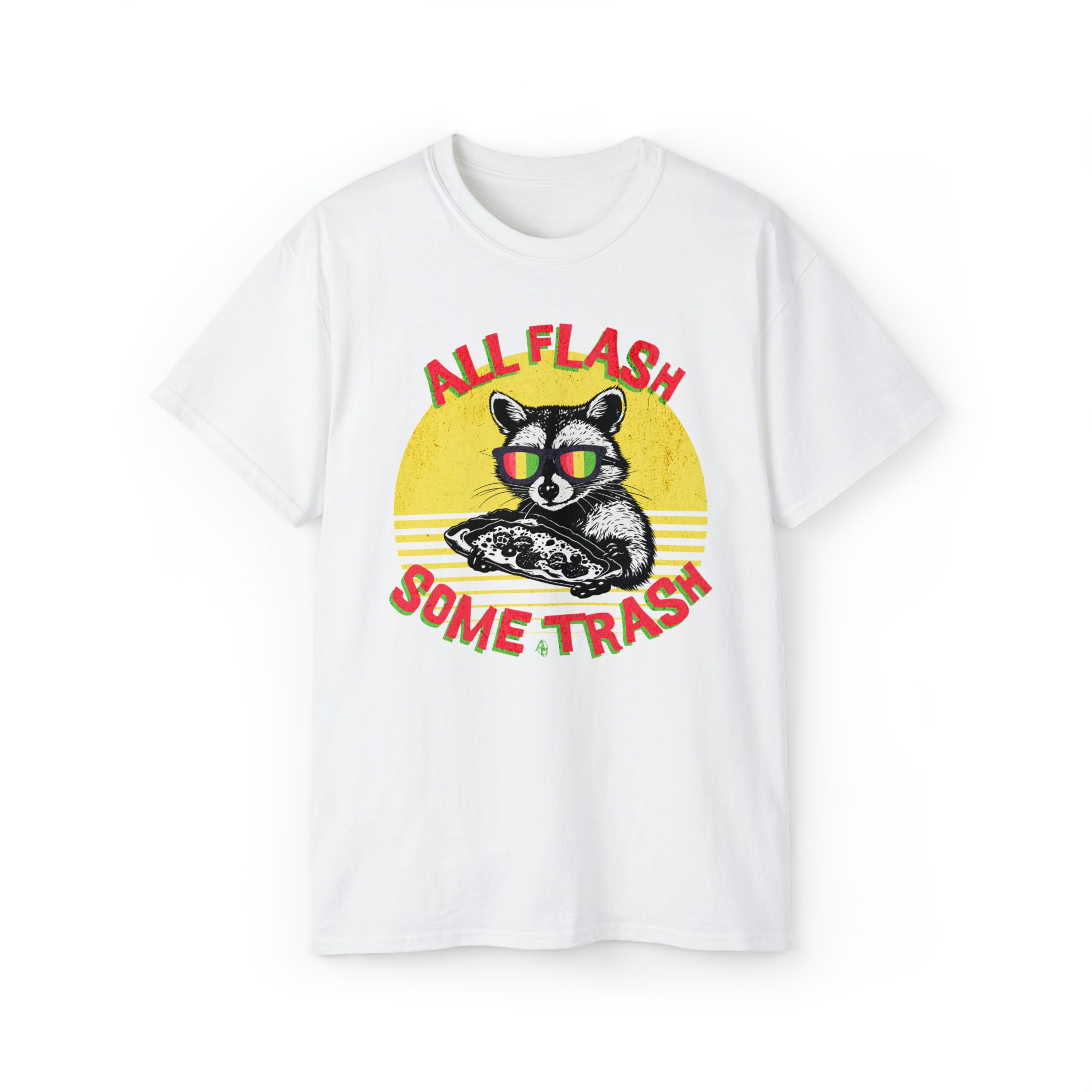 おもしろいアライグマ オールフラッシュ サムトラッシュ サングラス ギフト ユニセックス ウルトラコットン Tシャツ