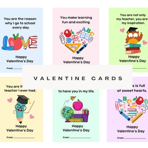 Lehrer Wertschätzung Valentinstag Karten, 6 druckbare Valentinstag Karten, Digitale Valentinstag Karten, Set Lustige Valentinstag Karten für Lehrer