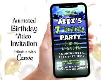 Invitación de video para cumpleaños de gamer: Fiesta de videojuegos animada de Evite (digital)
