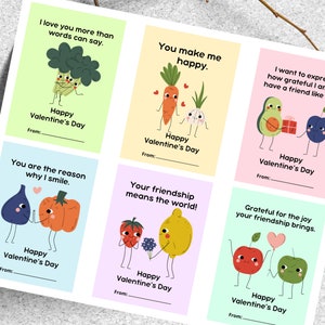 Vegetables Valentine's Day Cards, 6 Printable Food Valentines Cards ...