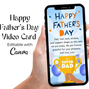 Cartão de vídeo de Feliz Dia dos Pais, Cartão de felicitações animado para o Dia dos Pais, Cartão de vídeo editável para o Dia dos Pais, Presente para os Pais, Cartão eletrônico para o Dia dos Pais