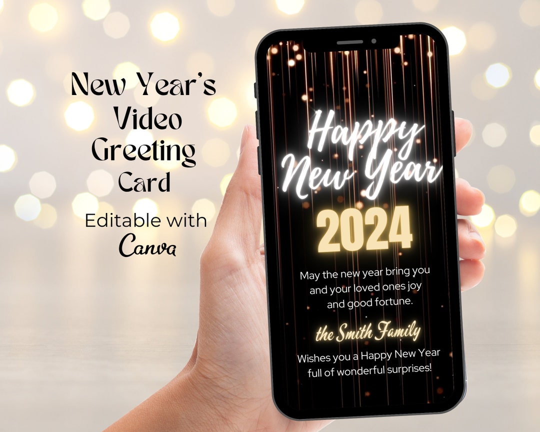 Happy New Year's Video Card, Animated Happy New Years Editable Template