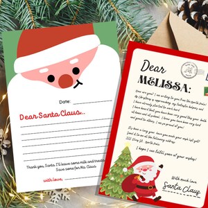 Carta a Papá Noel editable, carta a Papá Noel para la lista de buenos, carta a Papá Noel imprimible, carta de Papá Noel para niños, plantilla editable