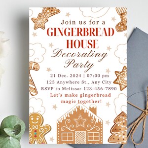 Gingerbread House Decorating Party Invitation: Editable Template