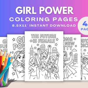 Girl Power Coloring Pages: 45 Feminist Art Prints (PDF Download